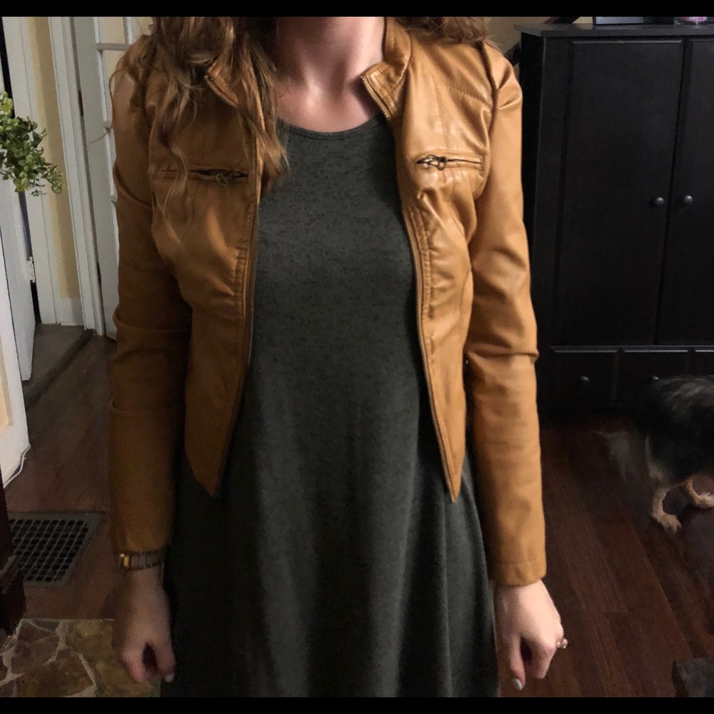 Small tan leather jacket